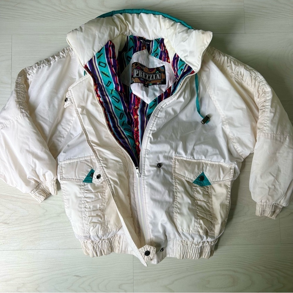 Vintage 90’s Puffer Ski Suit Jacket Prezzia Coat Funky Art to Wear Size Medium